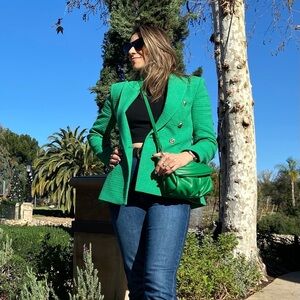 Zara green tweed blazer